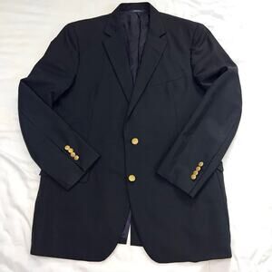 Brooks Brothers Blazer Size 43R Black Loro Piana 100% Wool Fitzgerald 1818 Coat